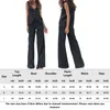 Zweiteilige Damen-Hosen-Outfit-Sets, Damen-Oberteile, elegante, einfarbige, trendige Street-Flare-Leggings-Outfits, Baumwolle, lockerer V-Ausschnitt, ärmellos