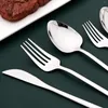 Flatware Sets 4/16/24Pcs Cutlery 18/10 Stainless Steel Mirror Dinnerware Western Style Tableware Fork Knife Coffee Spoon Silverware Gift