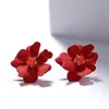 Backs Earrings Unique Handmade Bohemian Large Matte Resin Flower Ear Studs Dainty Elegant Acrylic Petal Dangle Drop For Women