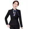 Women's Two Piece Pants Business Suit Female Autumn Temperament Style El Manager Store Beauty Salon Jewelry Shop Workwear