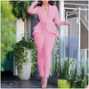 Costumes pour femmes Blazers 2023 automne Blazer ensemble femmes dames à volants élégant femmes costume ensembles hiver bureau dame pantalon pour livraison directe Dhuod