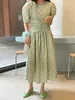 Casual Dresses South Korea Dongdaemun Net Red Age Reduction Fold High Waist Shrink Thin Bubble Sleeve French Retro Floral Dress Summer