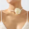 Choker Trendy Elegant Camellia Pearl Necklace Vintage Multi-Color Rose Earrings Armband For Women Girls Femme Aceessory Gift 2023