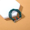 Charm Bracelets Western Vintage Green Ceramic Bracelet Simple Flower Tricoted Bead Para Mulheres Homens Jóias