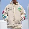 Jaquetas masculinas com flores bordadas jaqueta flocking homens mulheres streetwear casaco de beisebol moto patchwork hip hop jaqueta bomber outono 230807