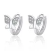 Hoop kolczyki moda 925 srebrne srebro dla kobiet Temperament Słodki cyrkon Butterfly Ear Burekle Biżuter