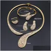 Oorbellen Ketting Set Dubai Crystal Classic Party Armband Ring Voor Vrouwen Bruid Gift Sieraden Drop Levering Sets Dhgarden Dhlk3