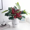 Fleurs décoratives Noël Simulation Baies Bouquet Brindille Coupe Arbre Ornement Simulé Berry