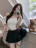 Women's T Shirts Summer Korean Woman Sexig Slim Off The Shoulder All-Match T-Shirt Top High Street Puff Sleeves Y2K Chic Tees