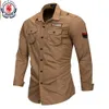 Chemises décontractées pour hommes Fredd Marshall 100% coton chemise militaire hommes à manches longues chemise de tenue décontractée hommes Cargo chemises de travail avec broderie 115 230807