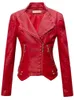 Femmes en cuir faux cuir LANMREM mode moto en cuir PU manteau pour femmes revers fermeture éclair manches longues mince épissé manteaux 2023 automne nouveau 2YA4007 HKD230808