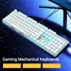 Teclado com fio 104 teclas Teclado mecânico Painel de metal Tecla completa sem perfuração Múltiplos efeitos de luz Jogo Escritório Teclado especial HKD230808