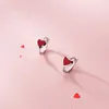 Stud WANTME 925 Sterling Silver Romantic Love Heart Red Smalto Piercing Orecchini Donna Simple Circle Party Wedding Jewelry Ear Buckle 230807