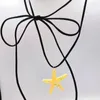 Chaînes étincelante étoile de mer pendentif collier Y2K tour de cou tempérament longue à lacets mode collier bijoux