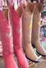 Womens 893 Cowboy Cowgirl Hjärtformad design Fashion Sweet Sugar Western Boots Slip On Pink Retro Shoes Pointed Toe 230807