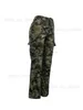 LW Camo Print Poche latérale Cargo Pantalon de camouflage Taille basse Zipper Fly Full Print Pantalon extensible pour femme Camo Print Casual Pants T230808