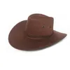 Chapéu de cowboy da moda ocidental camurça falsa ao ar livre grande guarda-sol masculino chapéu de equitação imitação de couro adulto