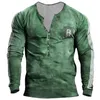 Camisetas para hombre, camiseta Henley con estampado de letras para hombre, camisetas de manga larga de algodón de primavera, camisetas de talla grande con botones, camisetas de gran tamaño 5XL