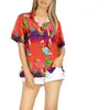 Dames Blouses Dames Overhemd Revers Korte mouw Dichtknopen Hawaï Strandkleding Modieus Formeel Tops Zomer Bloemenprint 2023