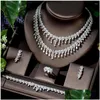 Örhängen halsband set hibrid kubik zirkoniumtassel brud droppe örhänge Dubai fl smycken för brudparure bijoux n-1406 del dhgarden dhemf