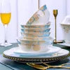 Zestawy naczyń stołowych Nowoczesne luksusowe miski i talerze jingdezhen ceramiczne zastawa stołowa pozłacane złoże