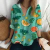 Damen-Blusen, Hawaii-Strand-Stil, Hemd, Obst, 3D-bedruckt, Oberteile, locker, lässig, große Größe, Langarm, Frühling und Herbst