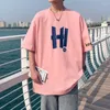 Herr t-skjortor hej tryck bomull streetwear grafik 2023 sommar koreanska mode harajuku t-shirts vintage överdimensionerade casual tees