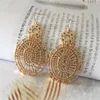 Dangle Oorbellen Behemia Goud Kleur Plating Filigraan Drop Voor Vrouwen Meisje Elegante Casual Office Lady Etentje Sieraden Accessoire