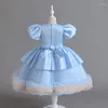 Robes fille filles Gress 3-12T enfants manches bulle robe bouffante Sequin robe de bal fête de mariage pour filles anniversaire princesse