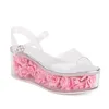 Leshion Transparant Chic Flat Chanmeb 760 Platform Sandalen Roze bloem binnenkant van Buitenzool Clear PVC Buckle Sandal Women Party Shoe 230807 590