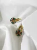 Hoop Earrings Peri'sbox Gold Plated Colorful Enamel Floral Leaf Charm Huggie For Women Vintage Cloisonne Jewelry Stainless Steel