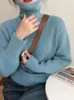 Pulls pour femmes automne élégant pull à col roulé femmes mode tricoté doux basique pull bureau-dame ample chaud femme tricots pull