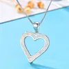 Pendant Necklaces Luxury Female Hellow Heart Necklace Charm Silver Color Chain For Women Vintage Bride Love Wedding