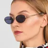 Solglasögon 2023 Fashion Modern Oval Women Brand Designer Vintage Metal Punk Sun Glasses Female Show Shades Oculos Feminino