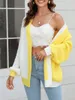 Women's Knits Women's Knit Cardigan Long Sleeve Open Front Contrast Color Fall Casual Jacket Sweater