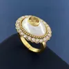 Roundl Pearl Ball Diamonds Incrusted Rings G Letter Brass Material Opening Adjustable Wedding Ring Women Fashion Jewelry Sweet Gifts With Box CGR5 --01
