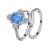 2023 Nieuwe S925 Zilveren Europese en Amerikaanse Eenvoudige Blauwe Pakket Zirkoon Diamanten Ring Elegante Voorstel Ring Paar Sieraden