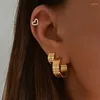 Boucles d'oreilles créoles ALLME Punk rayé géométrique grosse pour femme homme unisexe 18K plaqué or acier inoxydable boucle d'oreille bijoux de fête