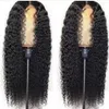 Lâche vague profonde brésilienne perruques de cheveux humains 32 34 pouces Transparent synthétique bouclés dentelle avant perruque pour les femmes noires