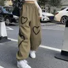 Damesbroek Hartprint Sweatpant Losse Rechte Joggers Hoge taille Wijde pijpen Oversized Streetwear Koreaanse Y2k Hiphopbroek 230808