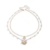 Warstwowy imitacja Pearl Bead Sain z Naszyjnikem rozgwiazdy/skorupy dla kobiet Trendy Ladies Neck Jewelry Akcesoria