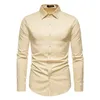 Chemises décontractées pour hommes 6 couleurs hommes chemise à manches longues solide simple boutonnage affaires blanc Camisa Masculina Social
