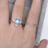 2023 New S925 Silver European and American Simple Blue Parcel Zircon Diamond Ring Elegant Proposal Ring Couple Jewelry