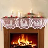Table Cloth Christmas Lace Tablecloth White Transparent Virgin Mary Religious Day Fireplace Cover Xmas Home Party Decoration Supplies