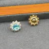 Stud Real 18K Gold Plated Colorful Zircon Sunflower Earrings Jewelry Letter Wedding Gift Factory Wholesale With Free Dust Bag