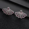 Dangle Earrings Luxury Trendy Geometry Sector For Women Wedding Cubic Zircon Crystal African Dubai Bridal Earring A0215