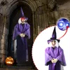 Andra evenemangsfestleveranser Halloween Decor Animated Purple Witch Hanging House Prop Decorations Led Eyes 230808