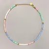 Halsband, natürliche bunte Muschel-Halskette, rosa-grüne Patchwork-Perlen-Halsketten für Damen, Sommerschmuck, Geschenke