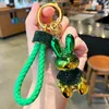 Cute Anime Keychain Charm Key Ring Fob Pendant Light Luxury Diamonds Premium Dazzle Color Plating Bunny Doll Couple Students Creative Valentine's Day Gift DHL