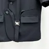 Męskie garnitury Solidny kolor na pół rękawie moda przyczynowa marynarki dla mężczyzn nacięty asymetryczny luźny płaszcz 2023 Letnie przypływ 21F3695